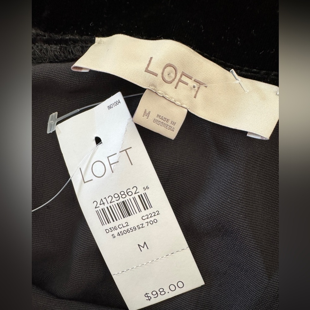 Loft Dress women’s Black Cocktail Velour Off Shoulder Short Sleeve - Picture 6 of 7